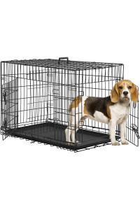 BestPet 24,30,36,42,48 Inch Dog Crates for Large Dogs Folding Mental Wire Crates Dog Kennels Outdoor and Indoor Pet Dog Cage Crate with Double-Door,Divider Panel, Removable Tray (Black, 36)