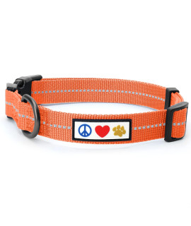 Pawtitas Recycled Dog Collar with Reflective Stitched Puppy Collar Made from Plastic Bottles Collected from Oceans Extra Small Living Coral