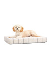 Barkbox Memory Foam Platform Dog Bed Plush Mattress for Orthopedic Joint Relief Machine Washable Cuddler with Removable Cover and Water-Resistant Lining (Small, White Plaid)