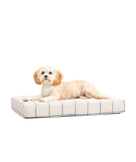 Barkbox Memory Foam Platform Dog Bed Plush Mattress for Orthopedic Joint Relief Machine Washable Cuddler with Removable Cover and Water-Resistant Lining (Small, White Plaid)