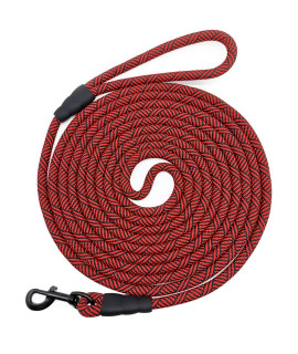 Mycicy Long Rope Leash for Dog Training 12, 15, 22, 30, 50, 75, 100ft Check Cord Recall Agility Lead Tie-Out Dog Line for Large Medium Small Dogs, Great for Outdoor, Camping, or Backyard (15ft red)