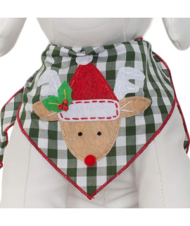 Tail Trends Christmas Dog Bandanas with Reindeer Hat Designer Applique for Medium to Large Sized Dogs - 100% Cotton