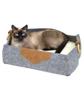 Kitty City Felt Lounge Sleeper Bed, Warm and Cozy cat Bed, Gray (CM-10068-CS01)