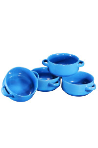 Bruntmor 19 Oz ceramic Soup Bowl With Handles Set of 4, 19 Ounces Large ceramic Blue French Onion Soup crocks For Kitchen, Side Dish, cereal Bowl Set Or christmas Table Decoration