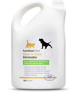 Furniture Clinic Stain & Odor Eliminator Pee & Vomit Smell Removal for Dog, Cat, Pet and Human Messes & Accidents Enzyme Activated Spray Use on Furniture, Carpet, Mattresses & More (5L / 109 Oz)