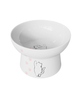 Raised cat Bowl,Elevated, Porcelain Made, Pet Supplies, Backflow Prevention, Stress Free, Small to Medium, Safety choice for Your Lovely pet, Superior for Wet and Dry Food