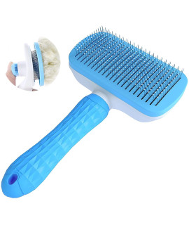 NATRUTH Self cleaning Slicker Brush for Dogs and cats,Pet grooming Tool,Removes Undercoat,Shedding Mats and Tangled Hair,Dander,Dirt, Massages Particle,Improves circulation (Blue)