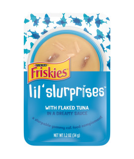 Purina Friskies Cat Food Lickable Cat Treats, Lil? Slurprises with Flaked Tuna - 1.2 oz. Pouch