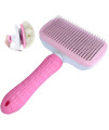 NATRUTH Self cleaning Slicker Brush for Dogs and cats,Pet grooming Tool,Removes Undercoat,Shedding Mats and Tangled Hair,Dander,Dirt, Massages Particle,Improves circulation (Pink)