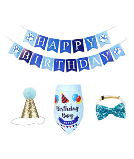 Beelike Dog Birthday Party Supplies: Dog Birthday Hat, Dog Birthday Bandana, Happy Birthday Banner, Perfect Pet Puppy Cat Birthday Party Decorations for Small Medium Dog