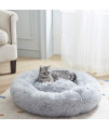SunStyle Home Soft Plush Round Pet Bed for Cats Or Small Dogs Cat Bed Self Warming Autumn Winter Indoor Sleeping Cozy Pet Bed for Small Dogs and Cats Donut Anti Slip Bottom (S(20x20), Gray)