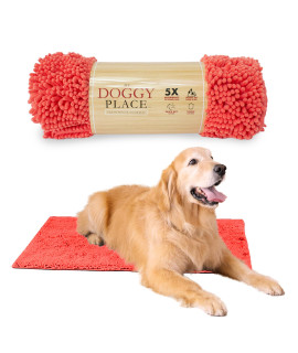 My Doggy Place Microfiber Dog Mat for Muddy Paws, 36 x 26 Light Coral - Absorbent and Quick-Drying Dog Paw Cleaning Mat, Washer and Dryer Safe - Non-Slip Rubber Backed Dog Floor Mat, Large