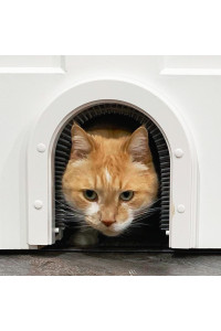 CATHOLE Plastic Cat Door ECO Model - Original Interior Cat Door, Installs Easily, Removable Grooming Brush