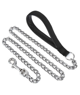 Filhome Metal Dog Leash Chew Proof Dog Chain Leash 4ft Heavy Duty Sturdy Pet Dog Leash with Padded Handle for Large Medium Dogs