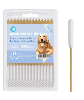 Hzran Cotton Buds for Dogs, 6 Inch Cotton Buds for Large Dog Ears, Lengthen Cotton Swabs for Cleaning Dogs Ears, Apply Medicine, Clean Wound, Bamboo Cotton Buds for Large Dog(100 Pieces)