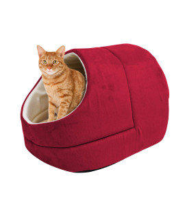 GOOPAWS GOOPAWS Cat Cave for Cat and Warming Burrow Cat Bed, Pet Hideway Sleeping Cuddle Cave (Burgundy-2)