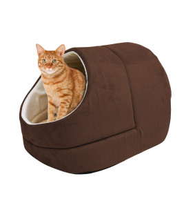 GOOPAWS GOOPAWS Cat Cave for Cat and Warming Burrow Cat Bed, Pet Hideway Sleeping Cuddle Cave (Brown-2)