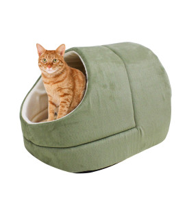 GOOPAWS GOOPAWS Cat Cave for Cat and Warming Burrow Cat Bed, Pet Hideway Sleeping Cuddle Cave (Sage Green-2)