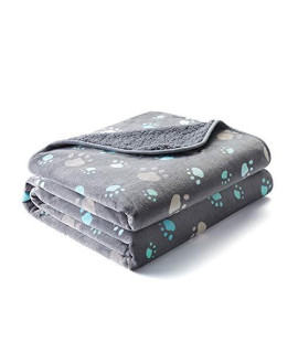 Waterproof Pet Blanket 39 X 27 Inches for Couch, Chairs, Car, or Bed, Machine Washable Triple Layer Tech Waterproof Furniture Protector with Cute Paw Print for Small Medium Large Dogs and Cats