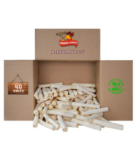 Cowdog Chews Retriever roll 9-10 inch All Natural Rawhide Product (40 Pack)