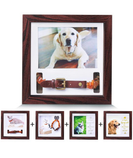 KCRasan Pet Memorial Picture Frame - Dog Memorial Sentiment Frame for Loss of Dog Gifts - Pet Collar Frame Remembrance Sympathy Dog or Cat Tribute Keepsake(Mahogany)