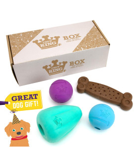 Chew King Dog Box XLarge- Durable Fetch Balls, Treater and Chewing Toy Collection, Teal, CM-10101-CS01