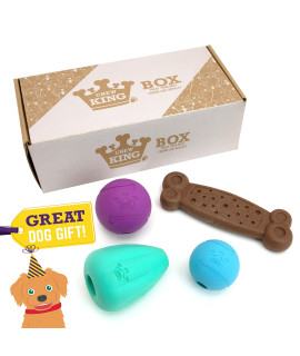 Chew King Dog Box Large- Durable Fetch Balls, Treater and Chewing Toy Collection, Teal (CM-10100-CS01)