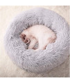 Gavenia Cat Beds for Indoor Cats,20x20 Washable Donut Cat and Dog Bed,Soft Plush Pet Cushion,Waterproof Bottom Fluffy Dog and Cat Calming and Self-Warming Bed for Sleep Improvement,Grey