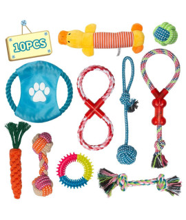 Labeol Puppy Dog Rope Toys chew Teething Training Toys Natural cotton Interactive 10Pcs Set Indestructible Tough Dog Toys for 8 Weeks Small Puppy Strong Dogs