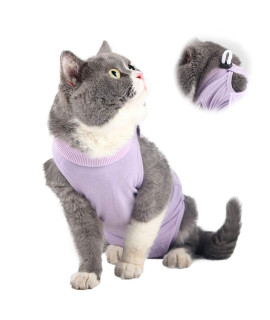 Cat Professional Recovery Suit for Abdominal Wounds and Skin Diseases, E-Collar Alternative for Cats and Dogs, After Surgey Wear Anti Licking, Recommended by Vets(Purple,L