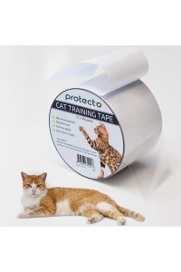PROTECTO? Cat Training Tape - 4-inch Cat Scratch Furniture Protector - Clear Double-Sided Sticky Repellent & Clawing Prevention for Sofa Carpet & Door - Pet Safe Scratching Deterrent for Couch Corner