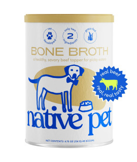 Native Pet Bone Broth, Food Gravy Topper for Picky Eaters Dry Food Beef Flavored Protein Powder for Dogs, Cats 4.75oz