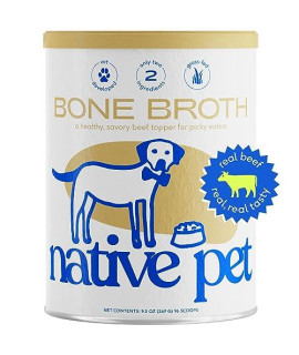 Native Pet Bone Broth for Dogs Dog Food Topper for Picky Eaters Dog Gravy Topper for Dry Food Protein Powder for Dogs Beef Flavored Bone Broth Powder for Dogs Bone Broth for Cats 9.5oz