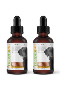 RestoraPet 2-Pack Dog & Cat Beef Liquid Multivitamin Dog Arthritis Pain Relief Hip & Joint Vitamins for Dogs - Anti Inflammatory Supplement for Dogs & Cats Organic & Non-GMO, Vet Approved