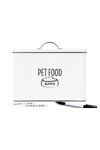 OUTSHINE Farmhouse Cat Food Storage Container 15 lb Large Cat Food Container Dry Food with Fitted Lid White Metal Pet Treat Container for Countertop Decorative Treat Jar Pet Food Storage