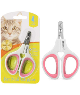 OneCut Pet Nail Clippers, Update Version Cat & Kitten Claw Nail Clippers for Trimming, Professional Pet Nail Clippers Best for a Cat, Puppy,Rabbit, Kitten & Small Dog,Sharp & Safe (Pink)