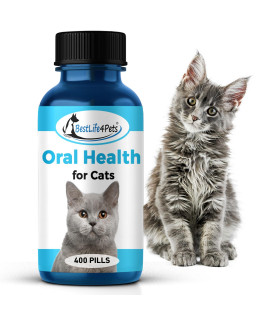 BestLife4Pets Oral Health for Cats - Cat Dental Care Supplement Anti inflammatory Pain Relief for Stomatitis Gingivitis and Gum Disease Cat Supplies for Dental Care - Easy to Use Pills