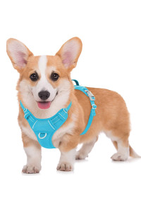 BARKBAY No Pull Dog Harness Large Step in Reflective Dog Harness with Front Clip and Easy Control Handle for Walking Training Running with ID tag Pocket(Blue,M)