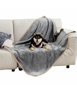 Bedsure Waterproof Dog Blankets for Large Dogs - Large Cat Blanket Washable for Couch Protection, Sherpa Fleece Puppy Blanket, Soft Plush Reversible Throw Furniture Protector, 40X50, Grey