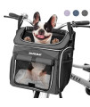 Dog Bike Basket Carrier, Expandable Foldable Soft-Sided Dog Carrier, 2 Open Doors, 5 Reflective Tapes, Pet Travel Bag,Dog Backpack Carrier Safe and Easy for Small Medium Cats and Dogs(Black)