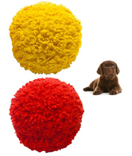 Set of 2 Squeaky Rubber Balls for Puppies - 3 - Sensory Dog Toys - Soft Natural Rubber (Latex) - Puppies Small Breeds - Comply with Same Safety Standards as Baby Toys