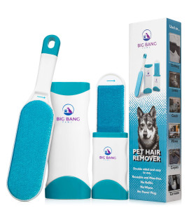Pet Hair Remover Brush - Dog Hair Remover for Clothes - lint Brush pet Hair Remover - Reusable Fur Remover for Furniture and Clothing - Light pet Dander Remover with self Cleaning Base