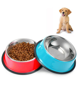 2 Pieces Dog Bowl Stainless Steel Non-Slip and Leak-Proof Dog Feeding Bowls,Multifunctional Pet Food Bowl, Small And Medium Pet color Food Bowls And Water Bowls (18 cm 7 in)