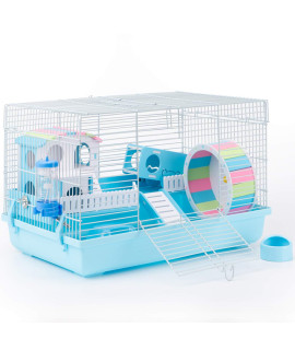 ROBUD Large Hamster cage gerbil Haven Habitat Small Animal cage (Blue)