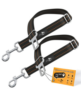Active Pets Dog Car Harness - Pack of 2 Dog Seatbelts for Cars, Trucks, Travel - Tether Belt for Small & Large Dogs - Orange
