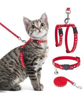 Cat Harness with Leash and Collar Set - Escape Proof Adjustable H-shped Cat Harness with Star and Moon Pattern Glow in The Dark for Kitty Outdoor Walking
