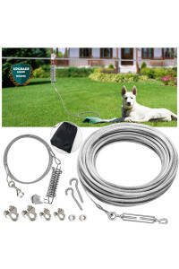 100ft Dog Tie Out Aerial Run Trolley System - Heavy Duty Dog Aerial Run Cable with 10ft Pulley Runner Line Holds 75Lbs of Dogs for Yard Camping Outdoor