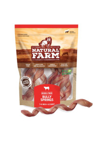 Natural Farm Odor-Free Curly Bully Sticks, (5-6 Inch, 5 Pack), Fully Digestible, 100% Beef Pizzle Chews, More Engagement & Fun, Grass-Fed, Non-GMO, Fully Digestible - Best for Small & Medium Chewers