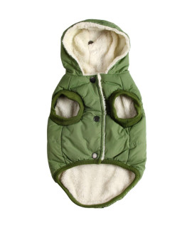 Vecomfy Fleece Lining Extra Warm Dog Hoodie in Winter,Small Dog Jacket Puppy Coats with Hooded Green S