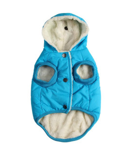 Vecomfy Fleece Lining Extra Warm Dog Hoodie in Winter for Medium Dogs Jacket Pet Coats with Hooded,Light Blue L